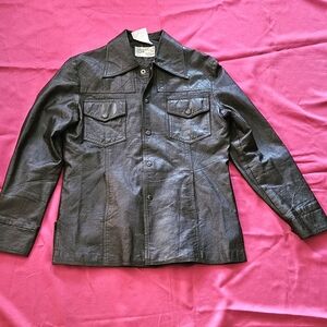 Men's Kmart Dark Brown Leather Shirt Jacket Size SMALL